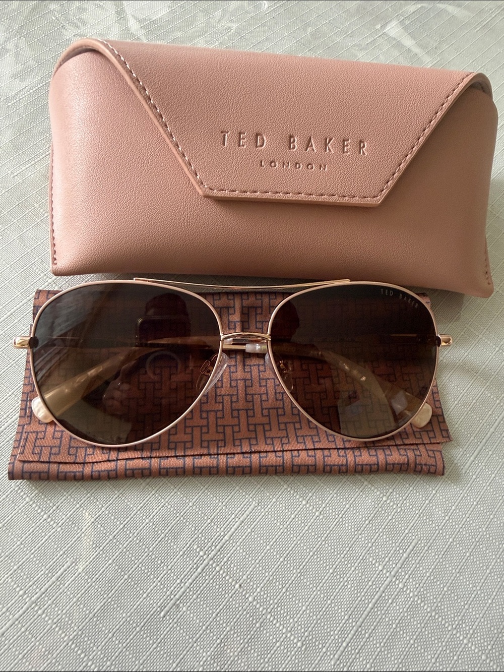Ted Baker Rose Gold Frame Sunglasses with Pink Case